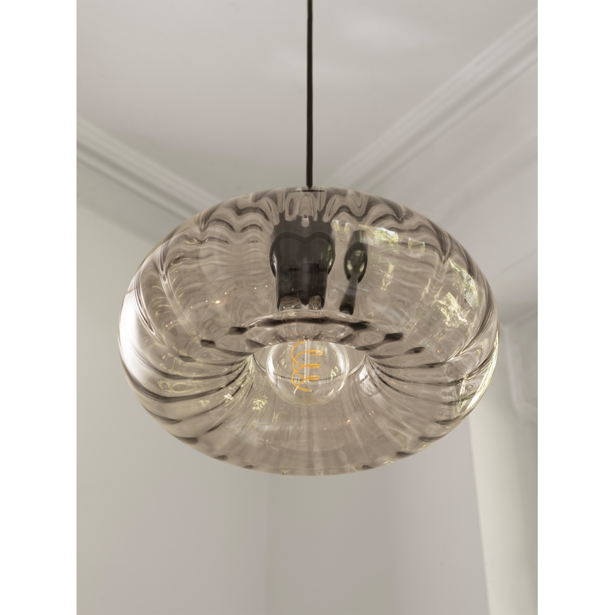 Osram - Lustr na lanku DECOR SMOKE 1xE27/12W/230V pr. 28 cm černá/kouřová šedá