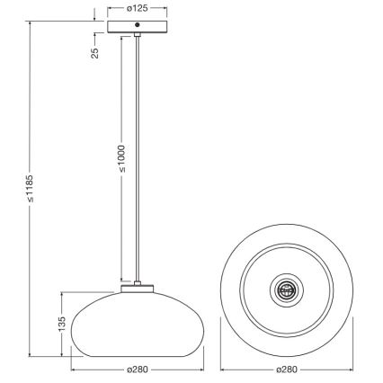 Osram - Lustr na lanku DECOR SMOKE 1xE27/12W/230V pr. 28 cm černá/kouřová šedá