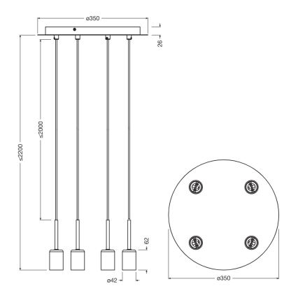 Osram - Napájecí kabel NEEDLE PENDANT 4xE27/25W/230V béžová