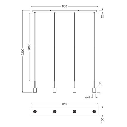 Osram - Napájecí kabel NEEDLE PENDANT 4xE27/25W/230V béžová