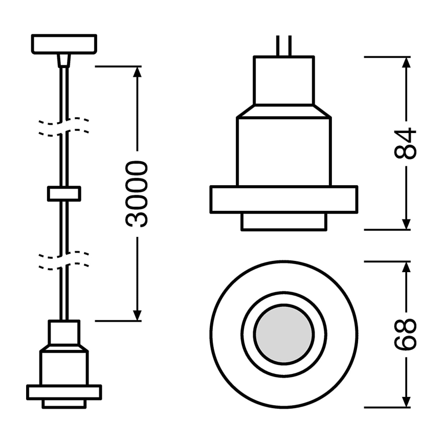 Osram - Napájecí kabel PENDULUM 1xE27/40W/230V černá