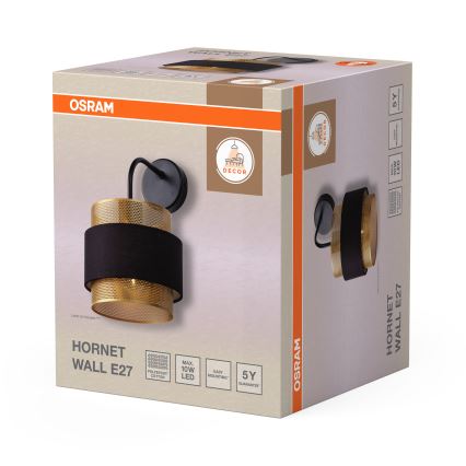 Osram - Nástěnná lampa DECOR HORNET 1xE27/10W/230V černá/zlatá