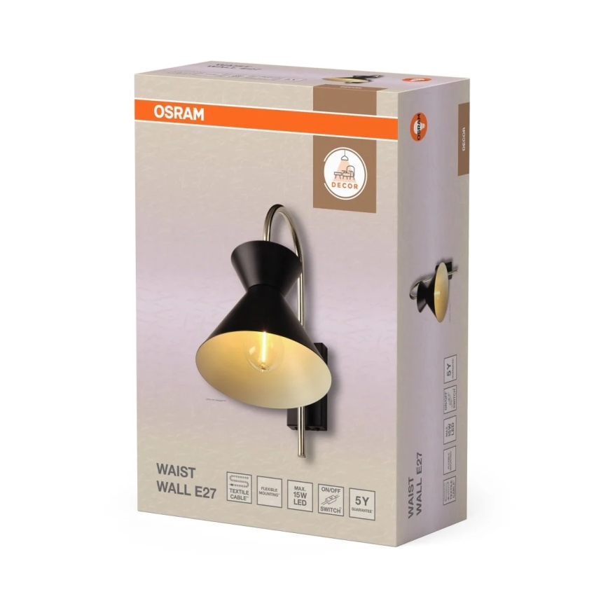 Osram - Nástěnná lampa DECOR WAIST 1xE27/40W/230V černá