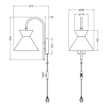 Osram - Nástěnná lampa DECOR WAIST 1xE27/40W/230V černá