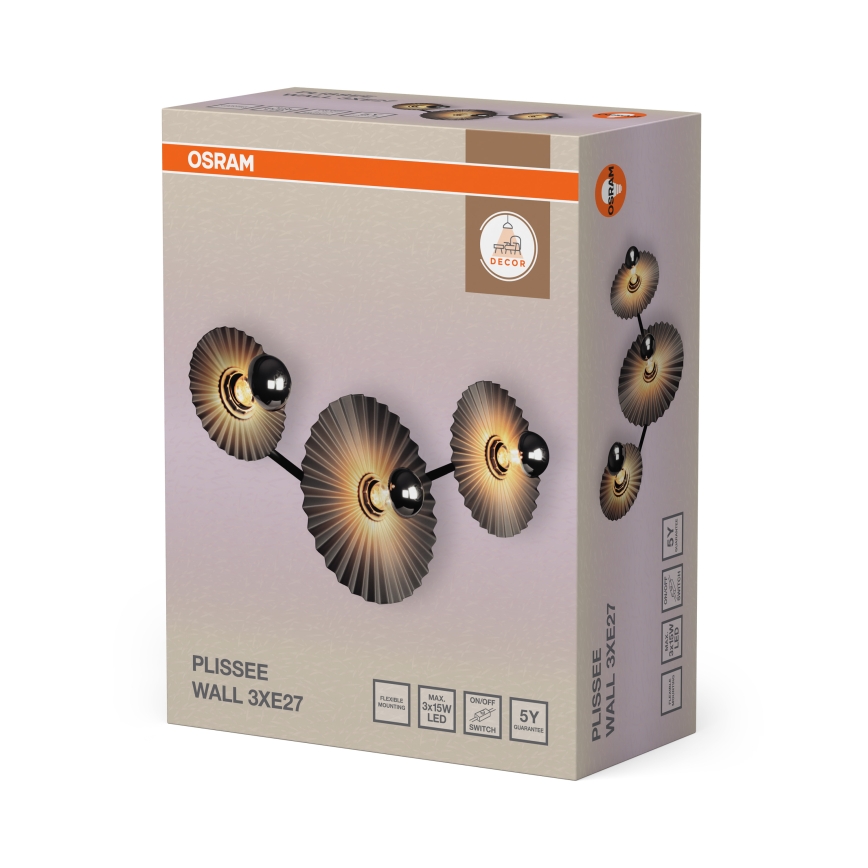 Osram - Nástěnné svítidlo PLISSEE 3xE27/15W/230V antracit