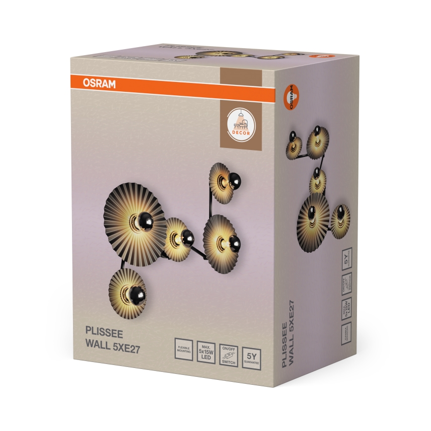 Osram - Nástěnné svítidlo PLISSEE 5xE27/15W/230V antracit