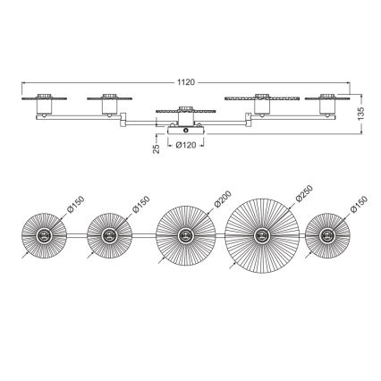 Osram - Nástěnné svítidlo PLISSEE 5xE27/15W/230V antracit