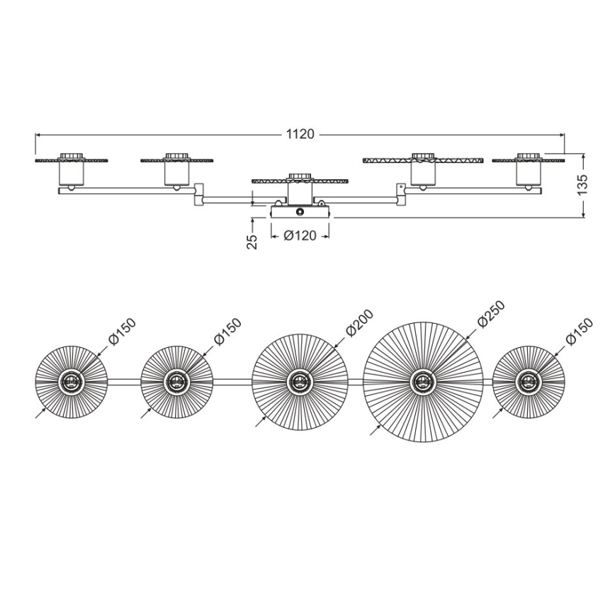 Osram - Nástěnné svítidlo PLISSEE 5xE27/15W/230V antracit