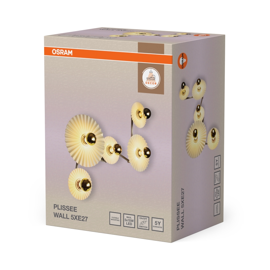 Osram - Nástěnné svítidlo PLISSEE 5xE27/15W/230V krémová