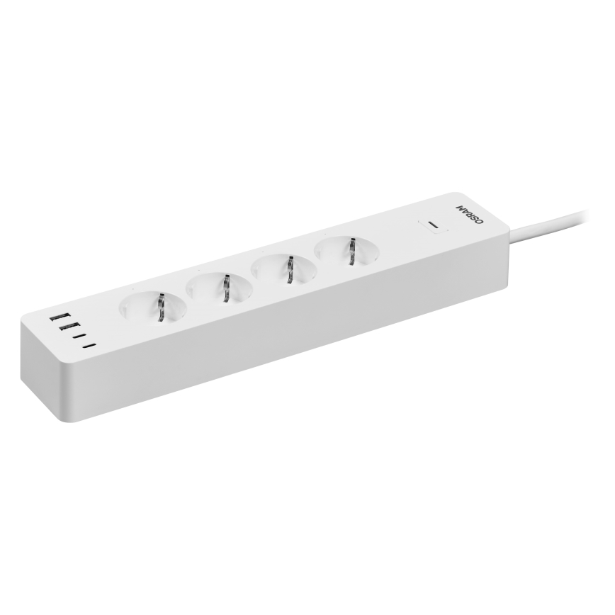 Osram - Prodlužovací kabel SMART+ 4Z typ F + 2xUSB-A + 2xUSB-C Wi-Fi