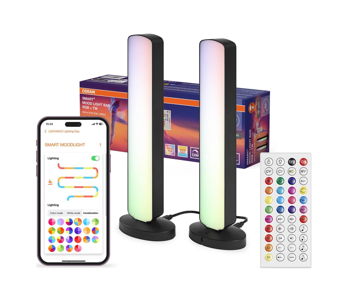 Osram - SADA 2x LED RGBW Stm stolní lampa MOOD LIGHT LED/4W/230V Wi-Fi + DO 4099854472312 Černá