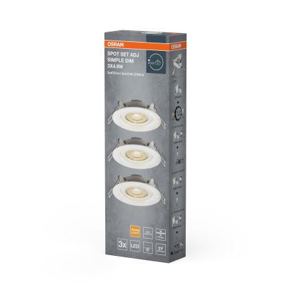 Osram - SADA 3x LED Stmívatelné podhledové svítidlo SPOT LED/4,9W/230V 2700K pr. 8,7 cm bílá