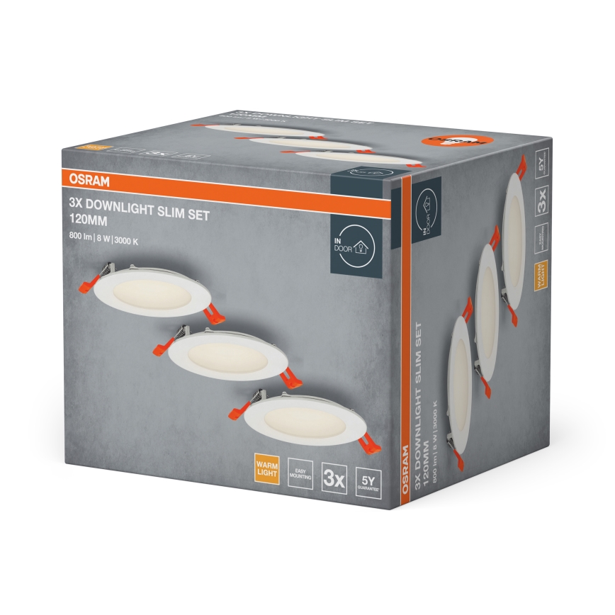 Osram - SADA 3x LED Podhledové svítidlo SPOT LED/8W/230V 3000K pr. 12 cm bílá