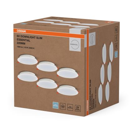 Osram - SADA 6x LED Podhledové svítidlo ESSENTIAL LED/18W/230V 6500K pr. 22 cm bílá