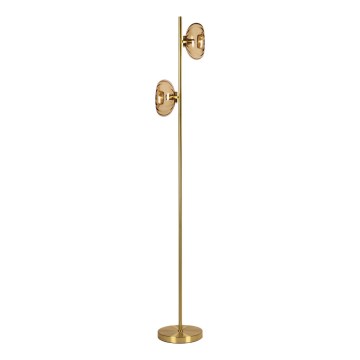 Osram - Stojací lampa GOLD GLASS 2xE14/12W/230V zlatá/kouřová béžová
