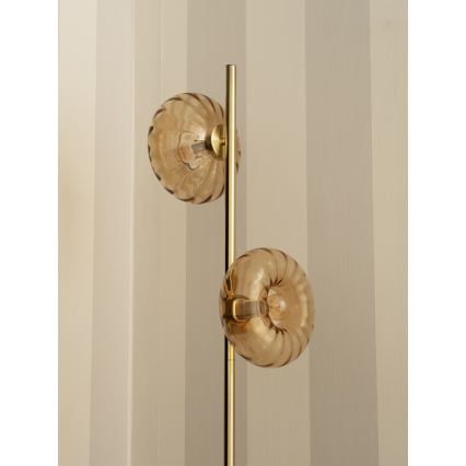 Osram - Stojací lampa GOLD GLASS 2xE14/12W/230V zlatá/kouřová béžová