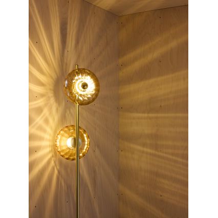 Osram - Stojací lampa GOLD GLASS 2xE14/12W/230V zlatá/kouřová béžová