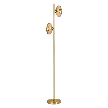 Osram - Stojací lampa GOLD GLASS 2xE14/12W/230V zlatá/kouřová béžová