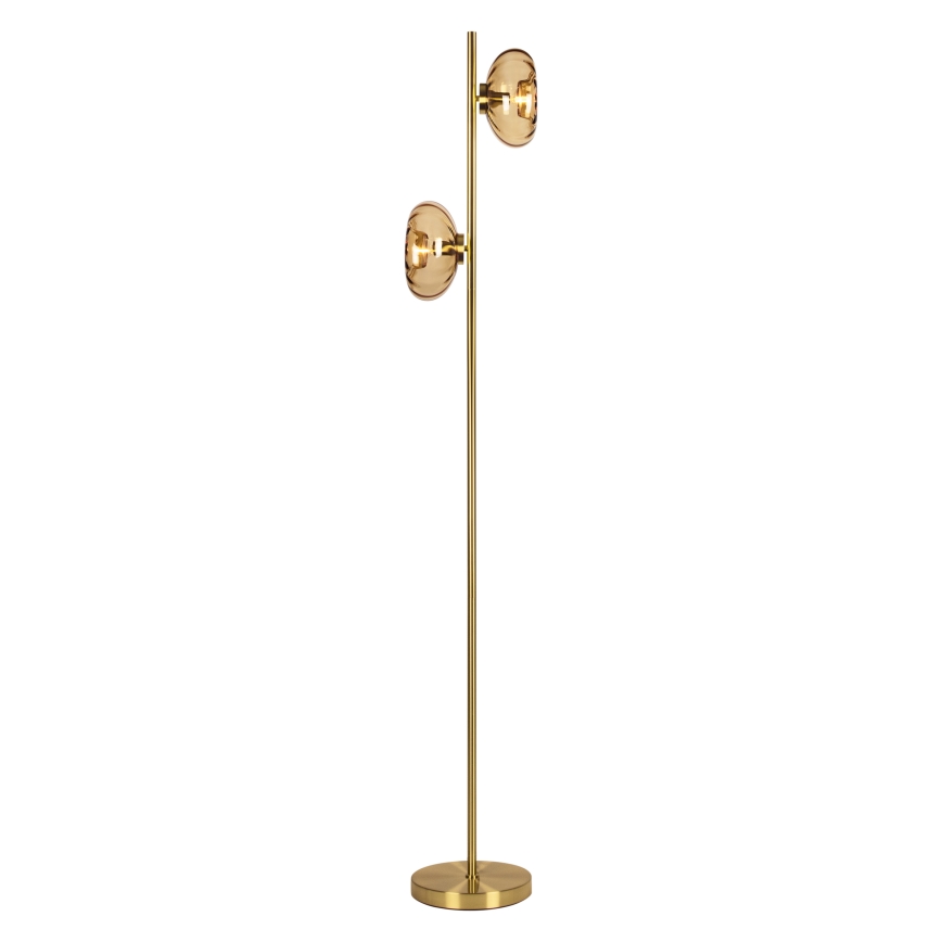 Osram - Stojací lampa GOLD GLASS 2xE14/12W/230V zlatá/kouřová béžová