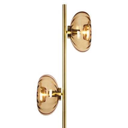 Osram - Stojací lampa GOLD GLASS 2xE14/12W/230V zlatá/kouřová béžová