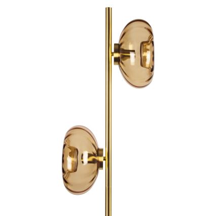 Osram - Stojací lampa GOLD GLASS 2xE14/12W/230V zlatá/kouřová béžová
