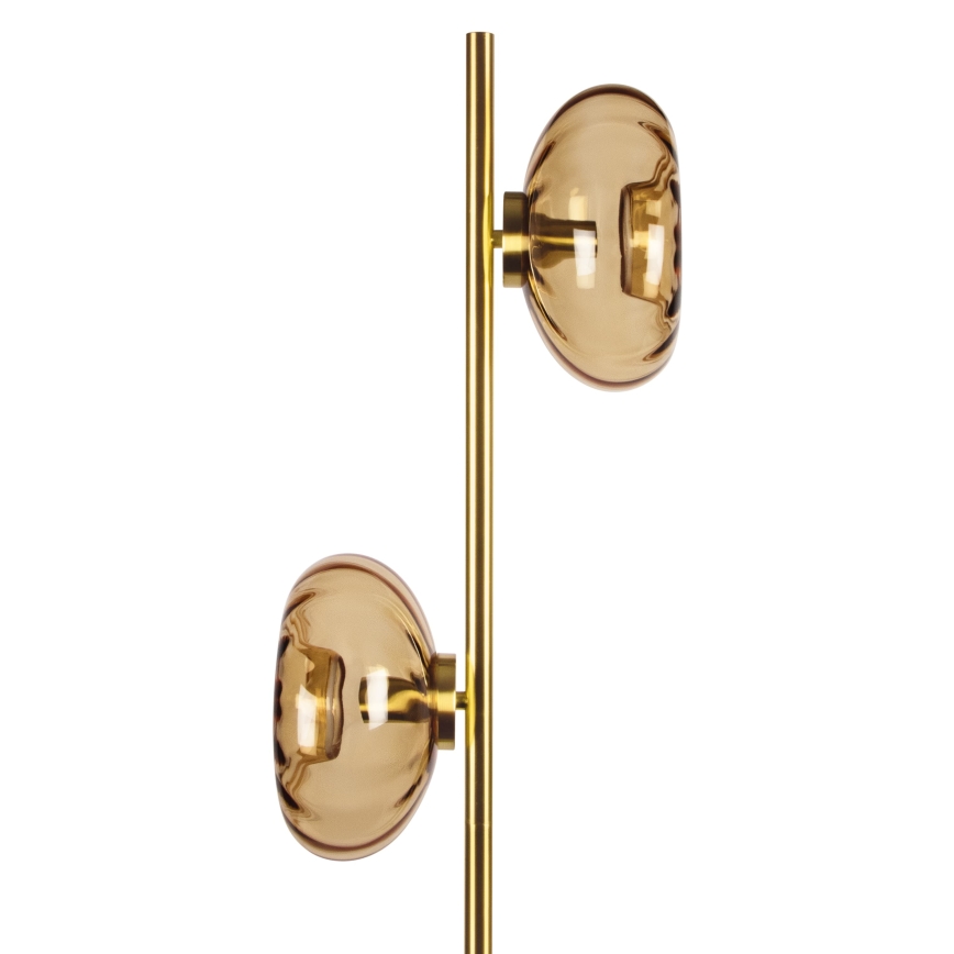 Osram - Stojací lampa GOLD GLASS 2xE14/12W/230V zlatá/kouřová béžová