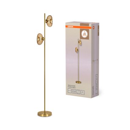 Osram - Stojací lampa GOLD GLASS 2xE14/12W/230V zlatá/kouřová béžová