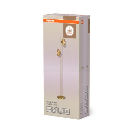 Osram - Stojací lampa GOLD GLASS 2xE14/12W/230V zlatá/kouřová béžová