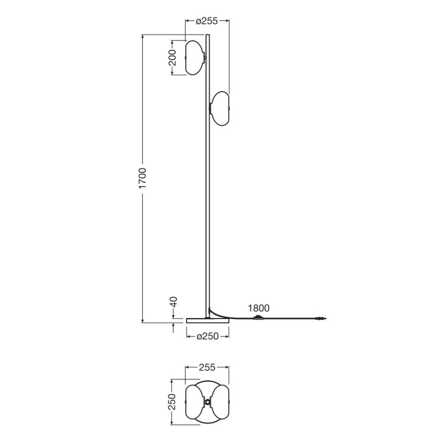 Osram - Stojací lampa GOLD GLASS 2xE14/12W/230V zlatá/kouřová béžová