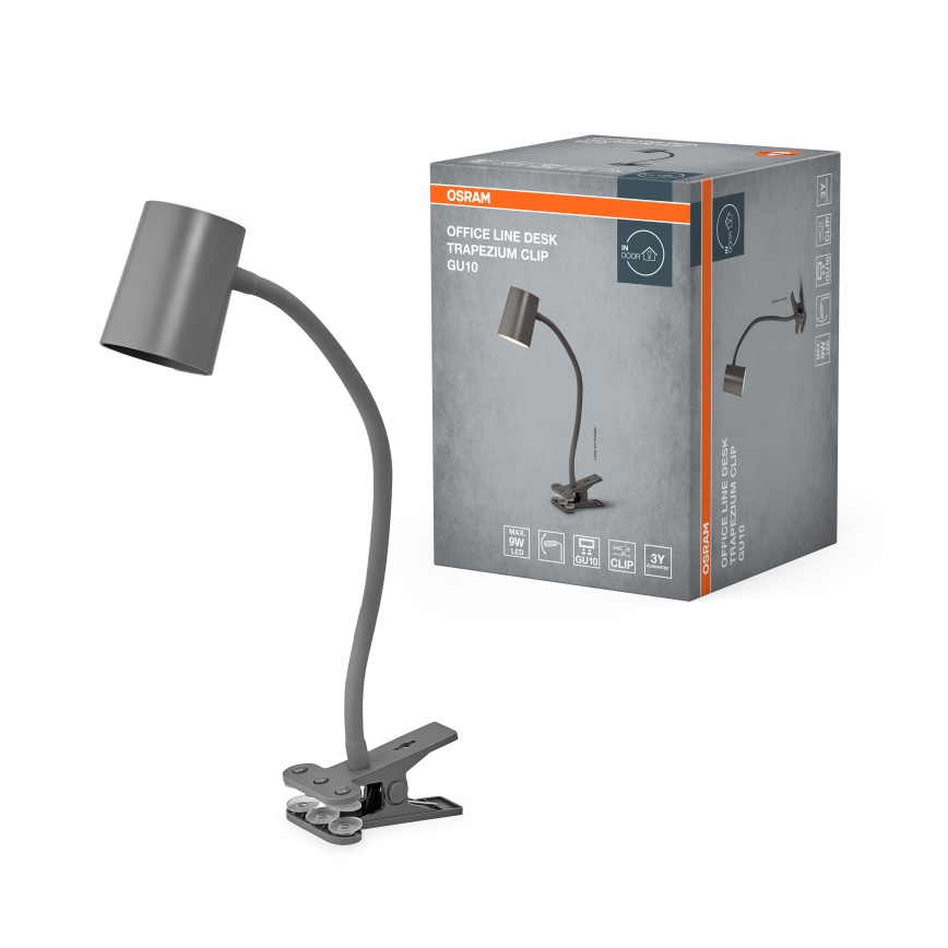 Osram - Stolní lampa s klipem DESK LINE 1xGU10/9W/230V šedá