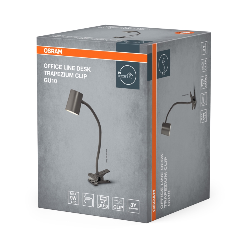 Osram - Stolní lampa s klipem DESK LINE 1xGU10/9W/230V šedá