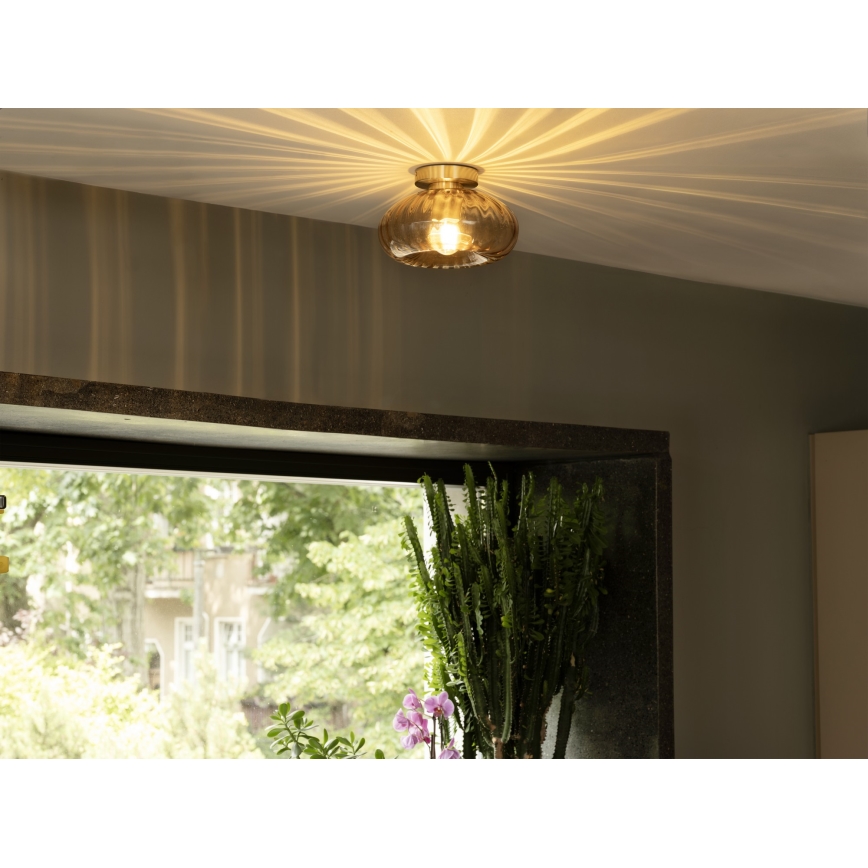 Osram - Stropní svítidlo GOLD GLASS 1xE27/12W/230V pr. 28 cm zlatá/kouřová béžová