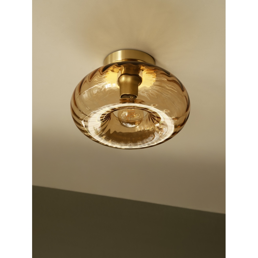 Osram - Stropní svítidlo GOLD GLASS 1xE27/12W/230V pr. 28 cm zlatá/kouřová béžová