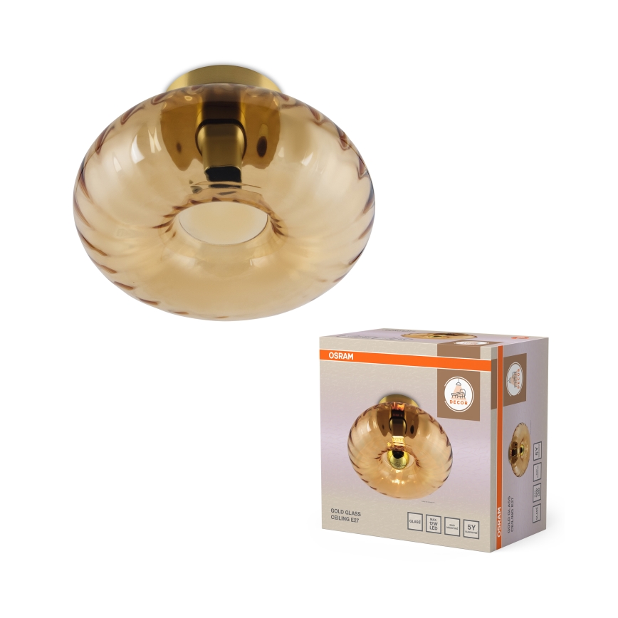 Osram - Stropní svítidlo GOLD GLASS 1xE27/12W/230V pr. 28 cm zlatá/kouřová béžová