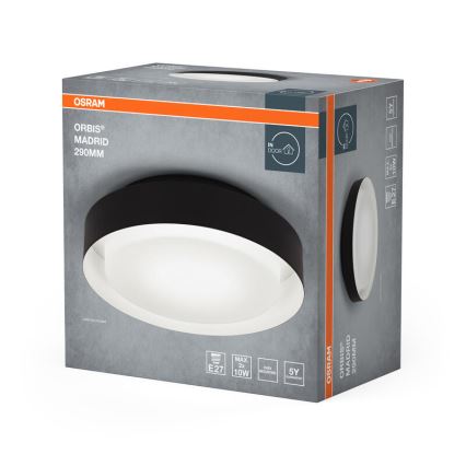 Osram - Stropní svítidlo ORBIS MADRID 2xE27/10W/230V pr. 29 cm černá