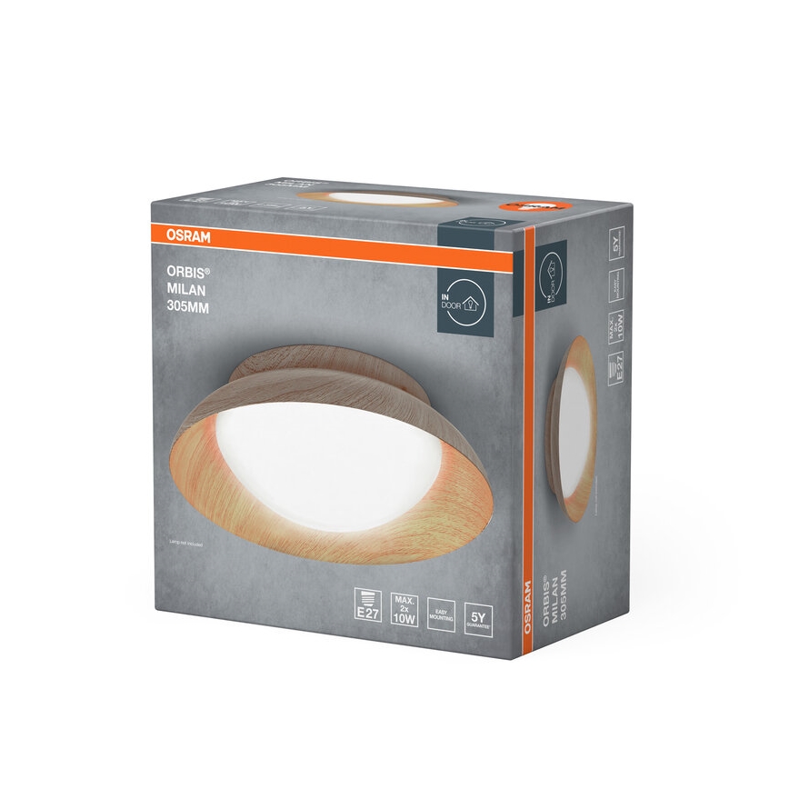 Osram - Stropní svítidlo ORBIS MILAN 2xE27/10W/230V pr. 30,5 cm dekor dřeva