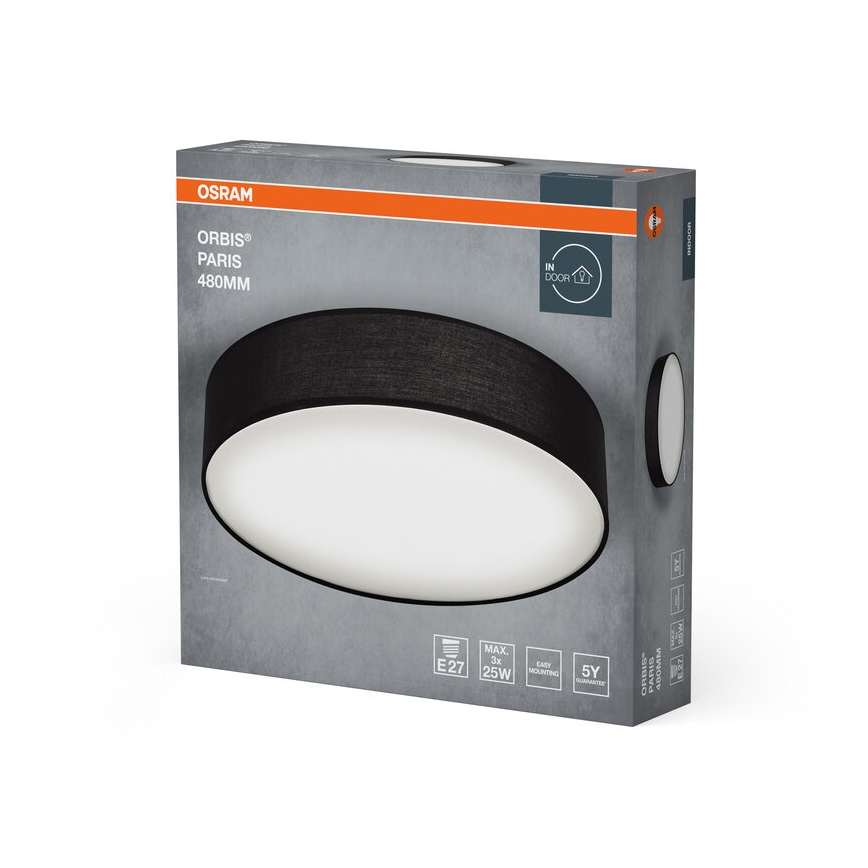 Osram - Stropní svítidlo ORBIS PARIS 3xE27/25W/230V pr. 48 cm černá