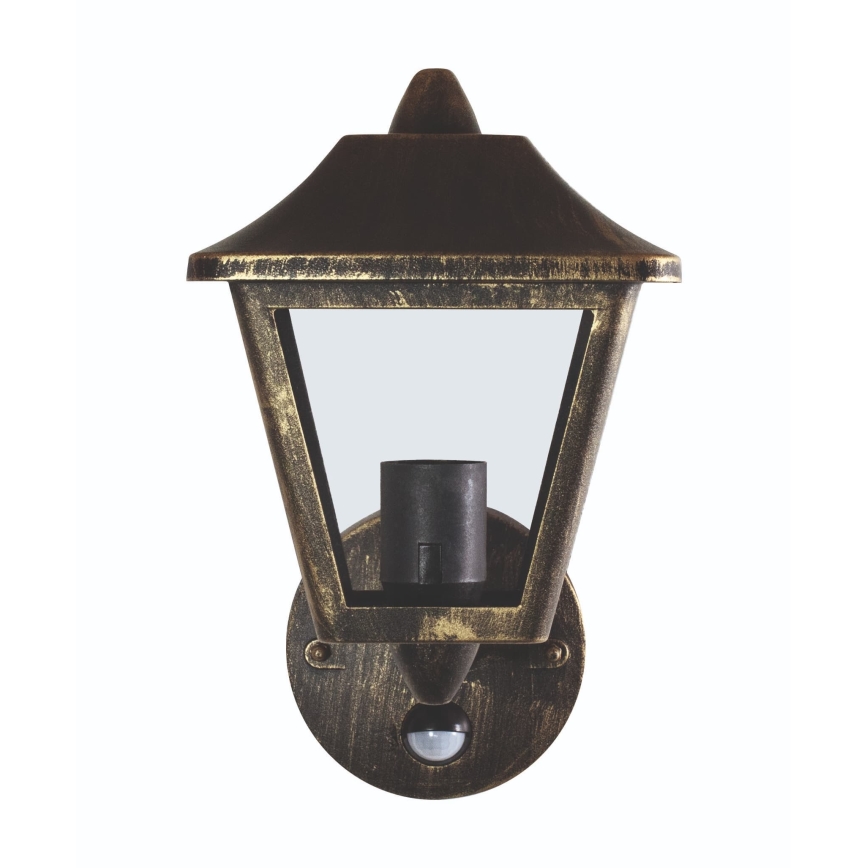 Osram - Venkovní nástěnná lampa se senzorem TRADITION UP 1xE27/60W/230V IP44 patina/zlatá