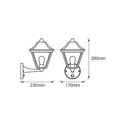 Osram - Venkovní nástěnná lampa se senzorem TRADITION UP 1xE27/60W/230V IP44 patina/zlatá