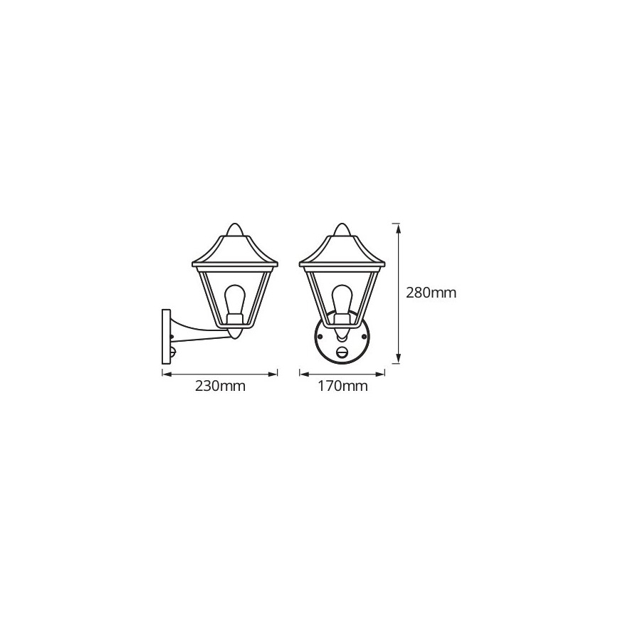 Osram - Venkovní nástěnná lampa se senzorem TRADITION UP 1xE27/60W/230V IP44 patina/zlatá