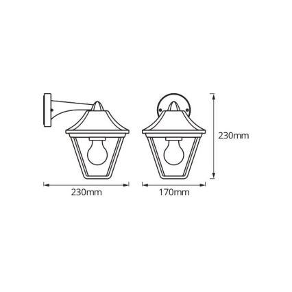 Osram - Venkovní nástěnná lampa TRADITION DOWN 1xE27/60W/230V IP44 patina/zlatá