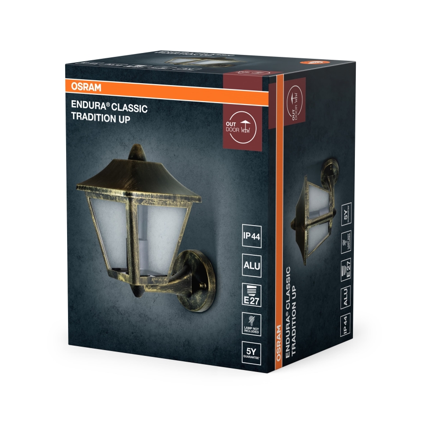 Osram - Venkovní nástěnná lampa TRADITION UP 1xE27/60W/230V IP44 patina/zlatá