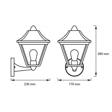 Osram - Venkovní nástěnná lampa TRADITION UP 1xE27/60W/230V IP44 patina/zlatá