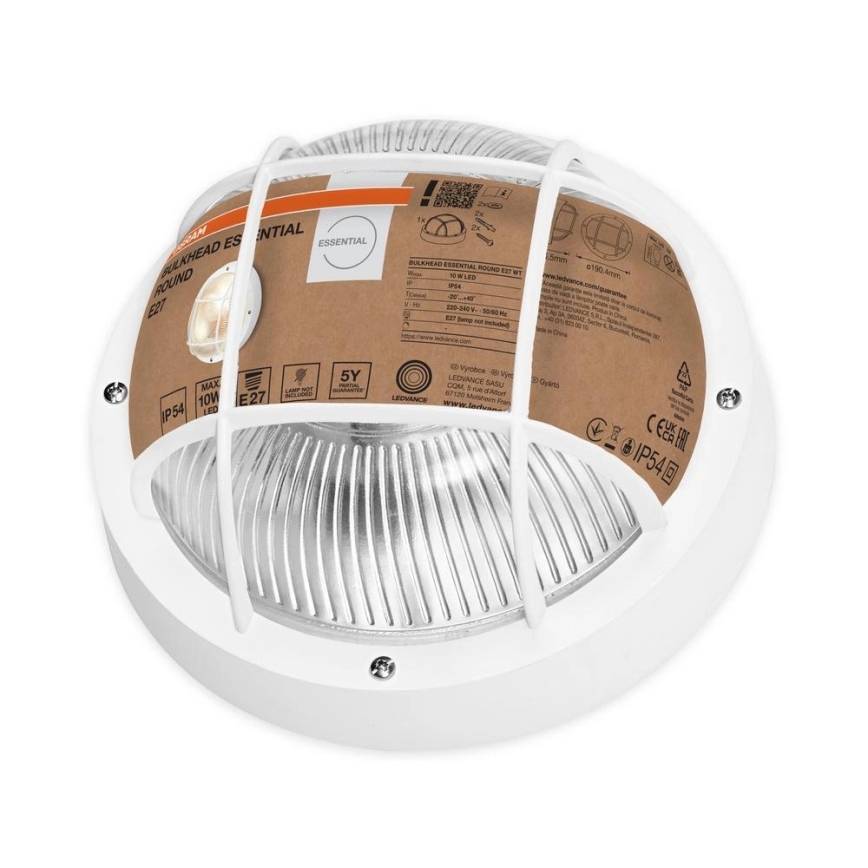 Osram - Venkovní nástěnné svítidlo BULKHEAD 1xE27/10W/230V pr. 19 cm IP54 bílá