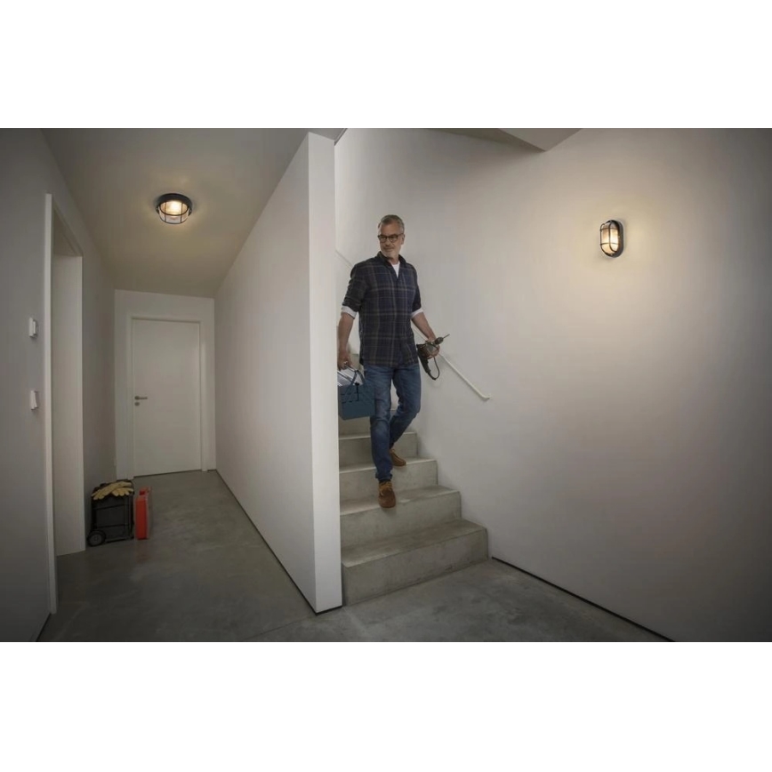 Osram - Venkovní nástěnné svítidlo BULKHEAD 1xE27/10W/230V pr. 19 cm IP54 černá