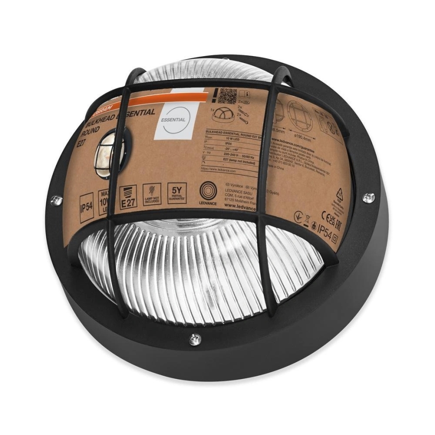 Osram - Venkovní nástěnné svítidlo BULKHEAD 1xE27/10W/230V pr. 19 cm IP54 černá