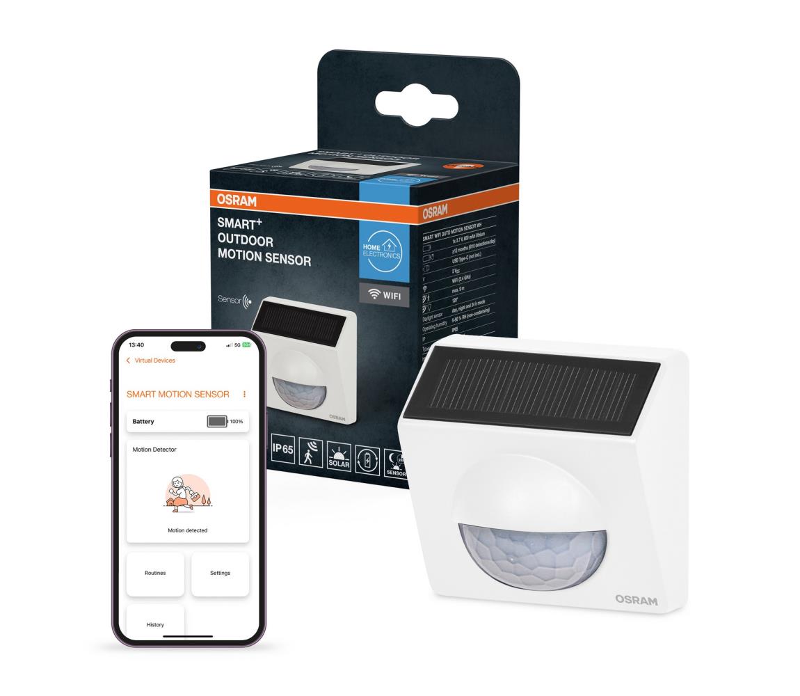 Osram - Venkovní solární senzor pohybu SMART+ 3,7V bílá IP65 Wi-Fi 800 mAh 4099854419102