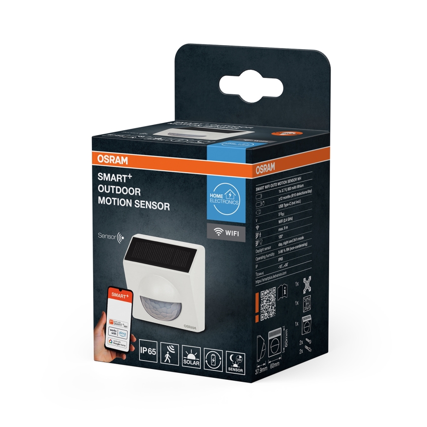 Osram - Venkovní solární senzor pohybu SMART+ 3,7V bílá IP65 Wi-Fi 800 mAh