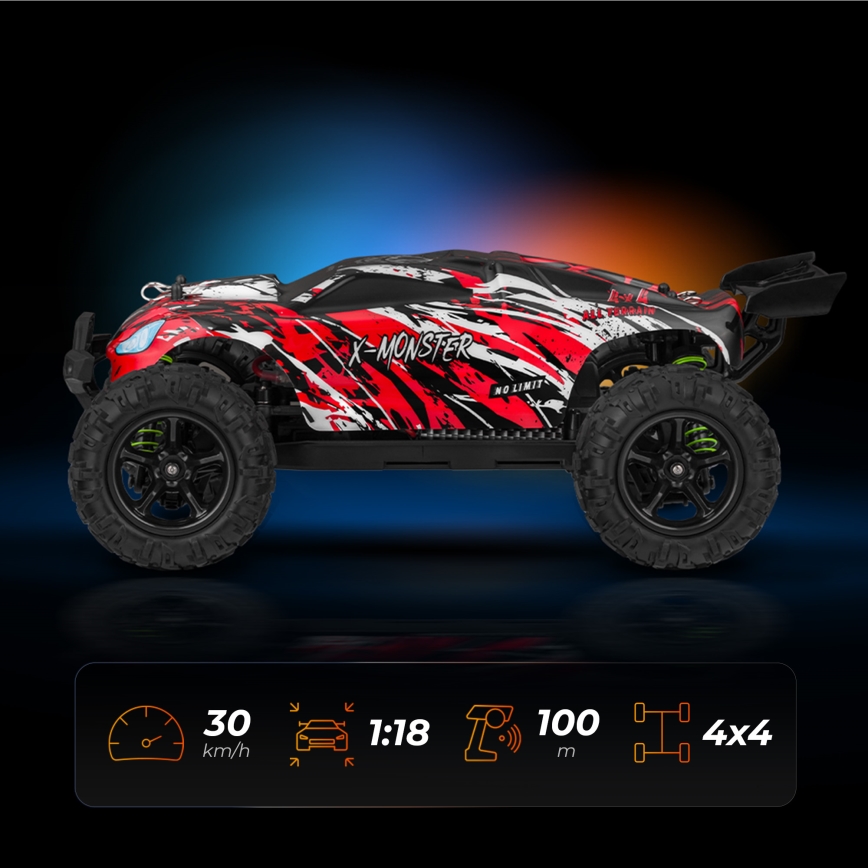 Overmax - RC auto na dálkové ovládání X-MONSTER 3.5 1700 mAh černá/červená/zelená