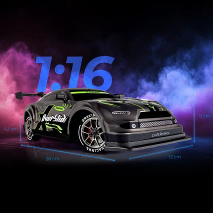 Overmax - RC drift auto na dálkové ovládání X-OVERSLIDE 1000 mAh černá/zelená/modrá/červená